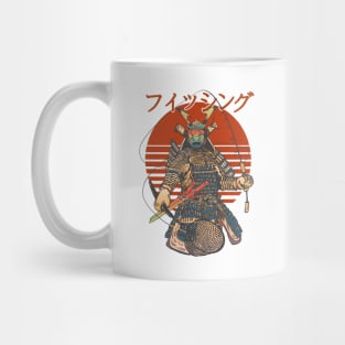 Fishing Samurai Japanese Calligraphy Vintage Retro Art Mug